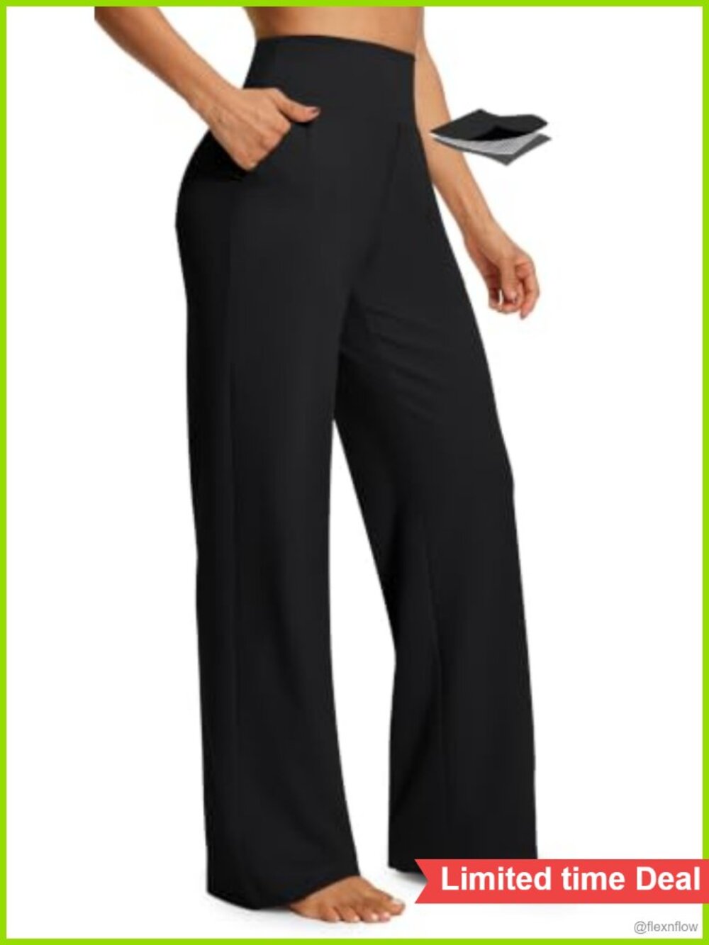 Wide Leg Yoga Pants Pull On Stretchy Work Pants with Pockets